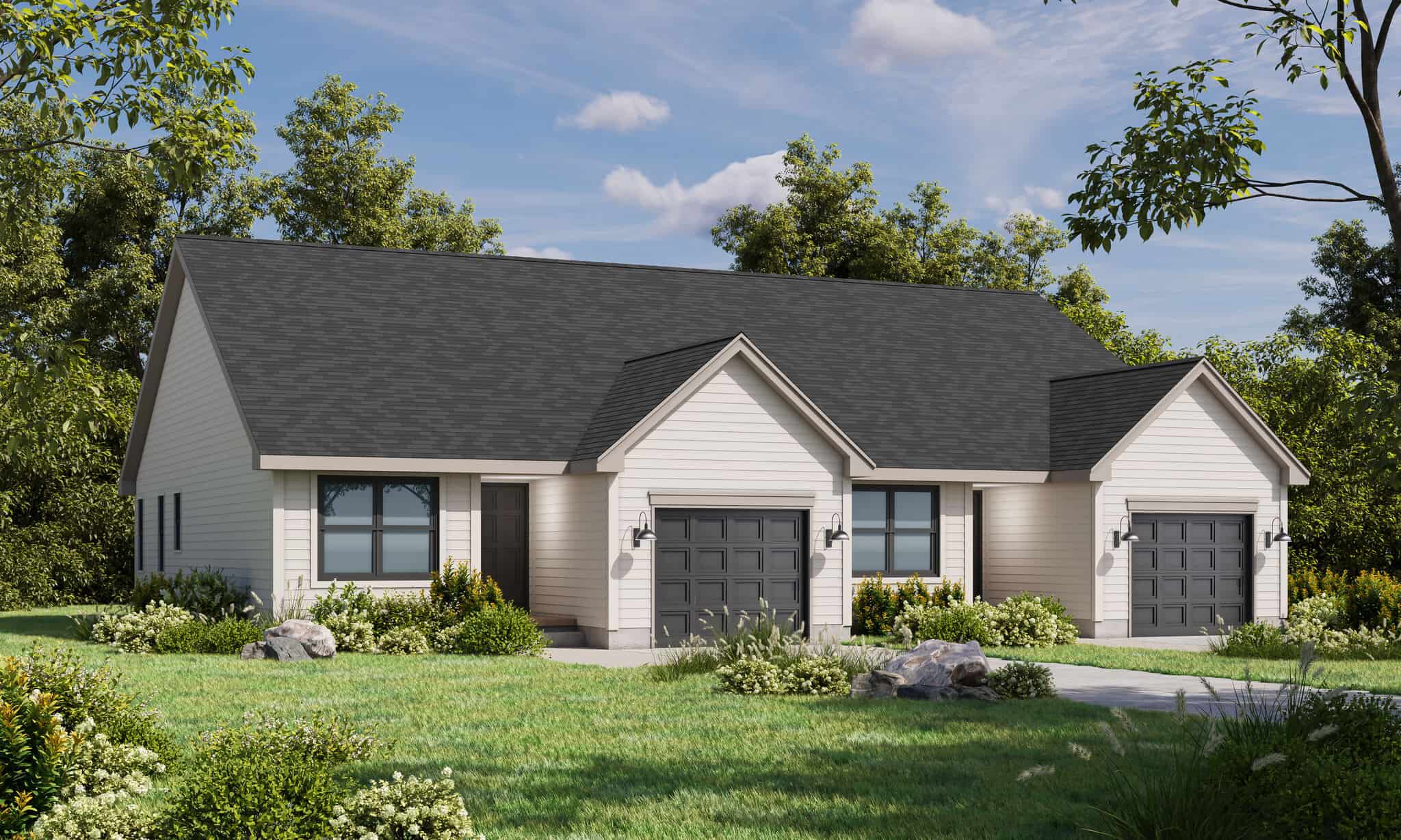 Front elevation of Duplex/Multi-Unit home (ThePlanCollection: House Plan #120-2847)