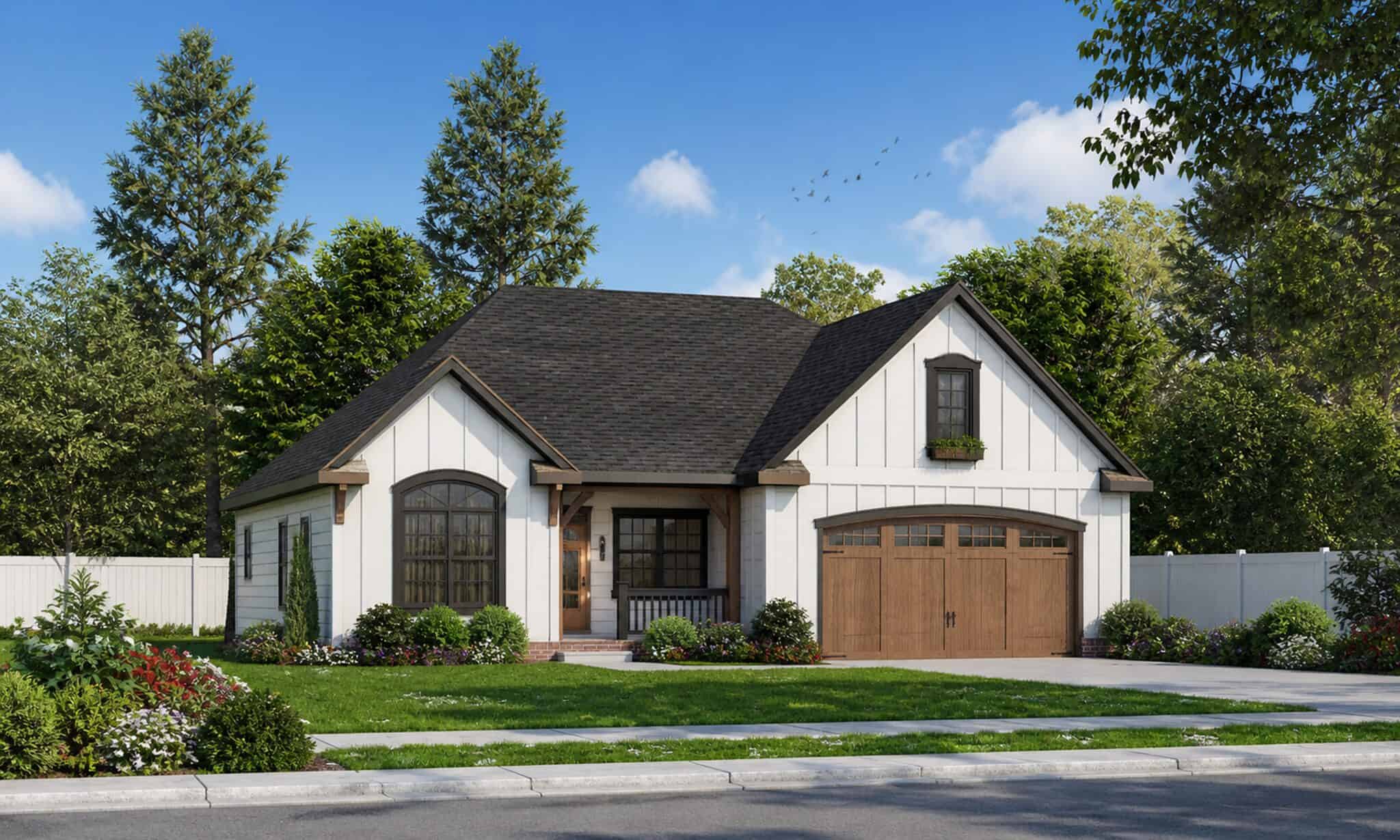 Front elevation of Modern Farmhouse home (ThePlanCollection: House Plan #120-2865)