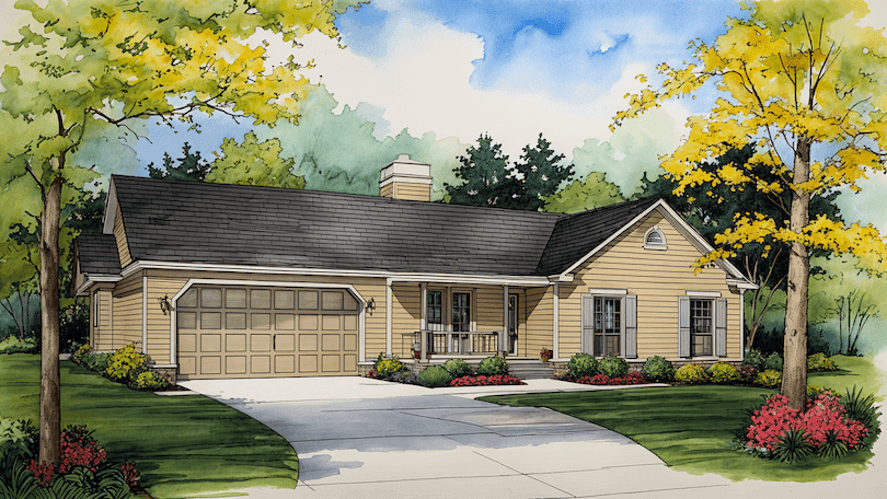 Ranch home (ThePlanCollection: Plan #124-1014)