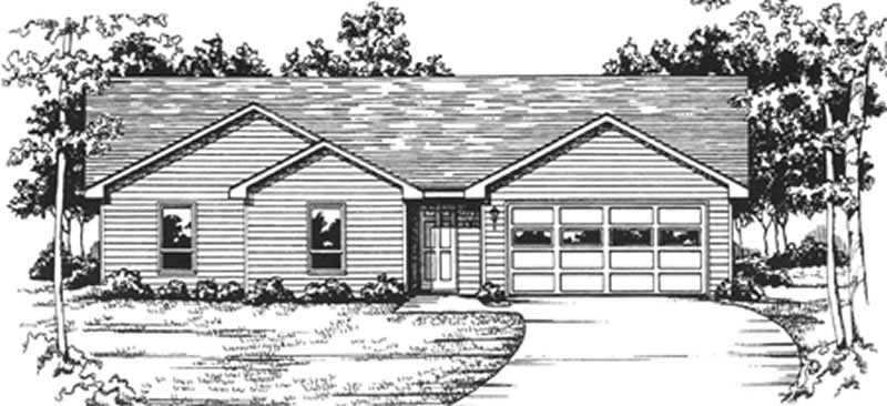 3-Bedroom, 1407 Sq Ft Ranch Home Plan - 124-1044 - Main Exterior