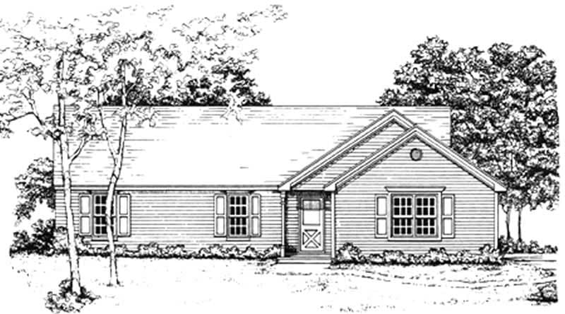 3-Bedroom, 1205 Sq Ft Country Home Plan - 124-1108 - Main Exterior