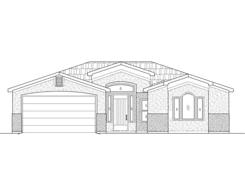 3-Bedroom, 1680 Sq Ft Southwest House Plan - 125-1152 - Front Exterior