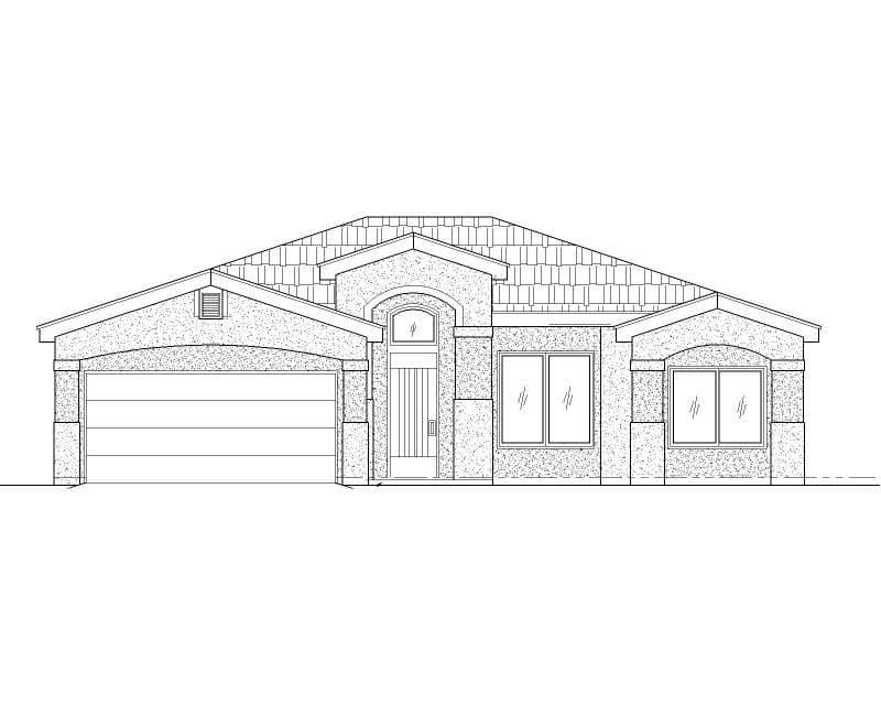 3-Bedroom, 1543 Sq Ft Southwest House Plan - 125-1176 - Front Exterior