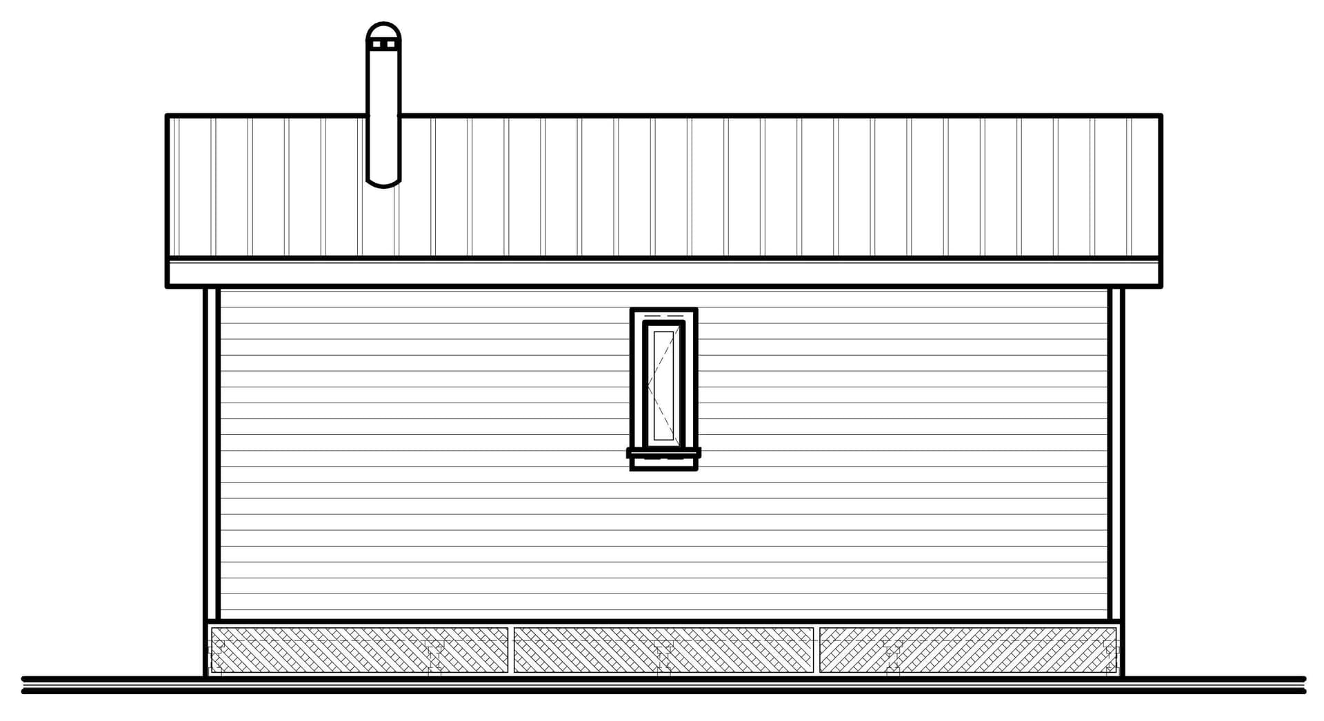 Home Plan Rear Elevation of this 2-Bedroom,480 Sq Ft Plan -126-1000