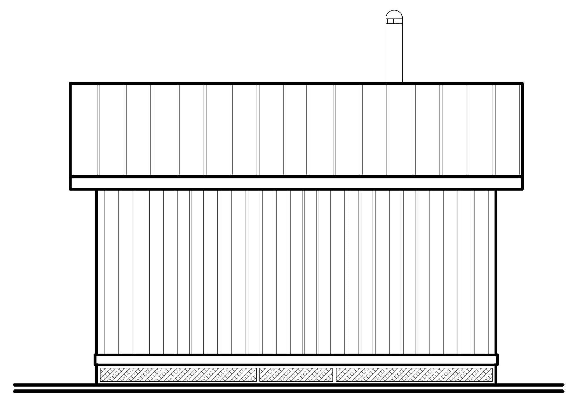 Home Plan Rear Elevation of this 1-Bedroom,400 Sq Ft Plan -126-1022