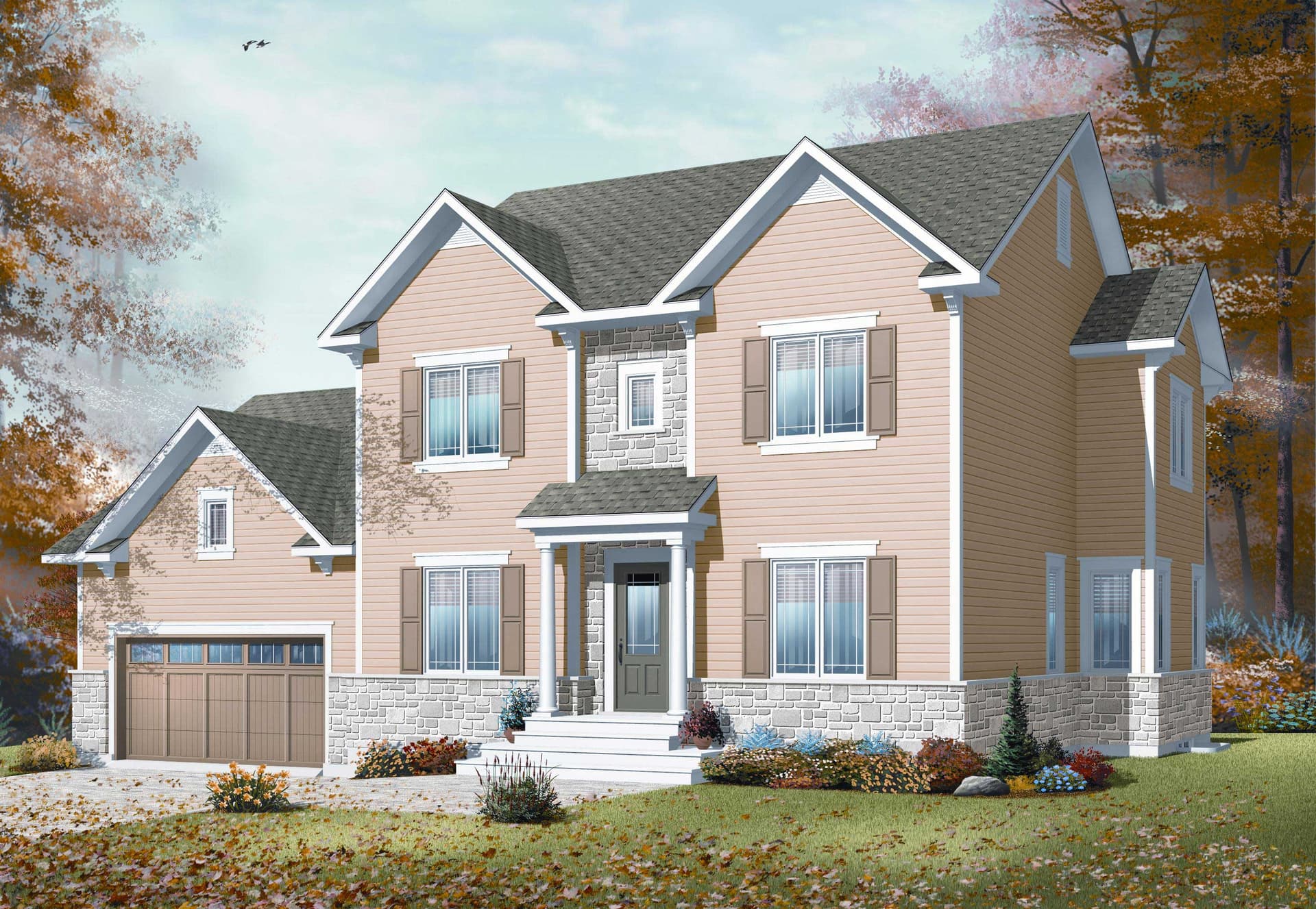 4-Bedroom, 2573 Sq Ft Country House Plan - 126-1062 - Front Exterior