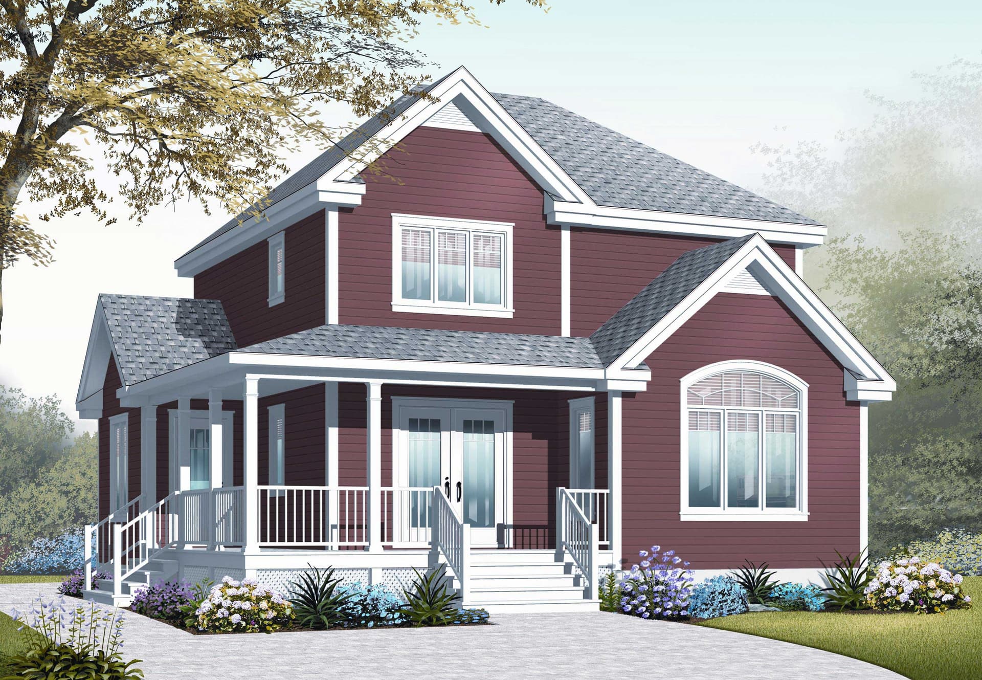 3-Bedroom, 1621 Sq Ft Country House Plan - 126-1107 - Front Exterior