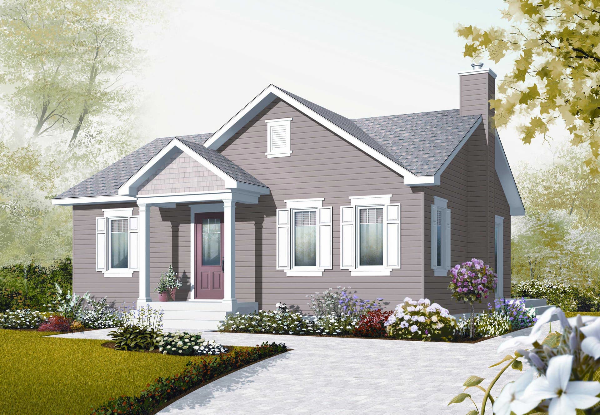 2-Bedroom, 896 Sq Ft Country Home Plan - 126-1120 - Main Exterior