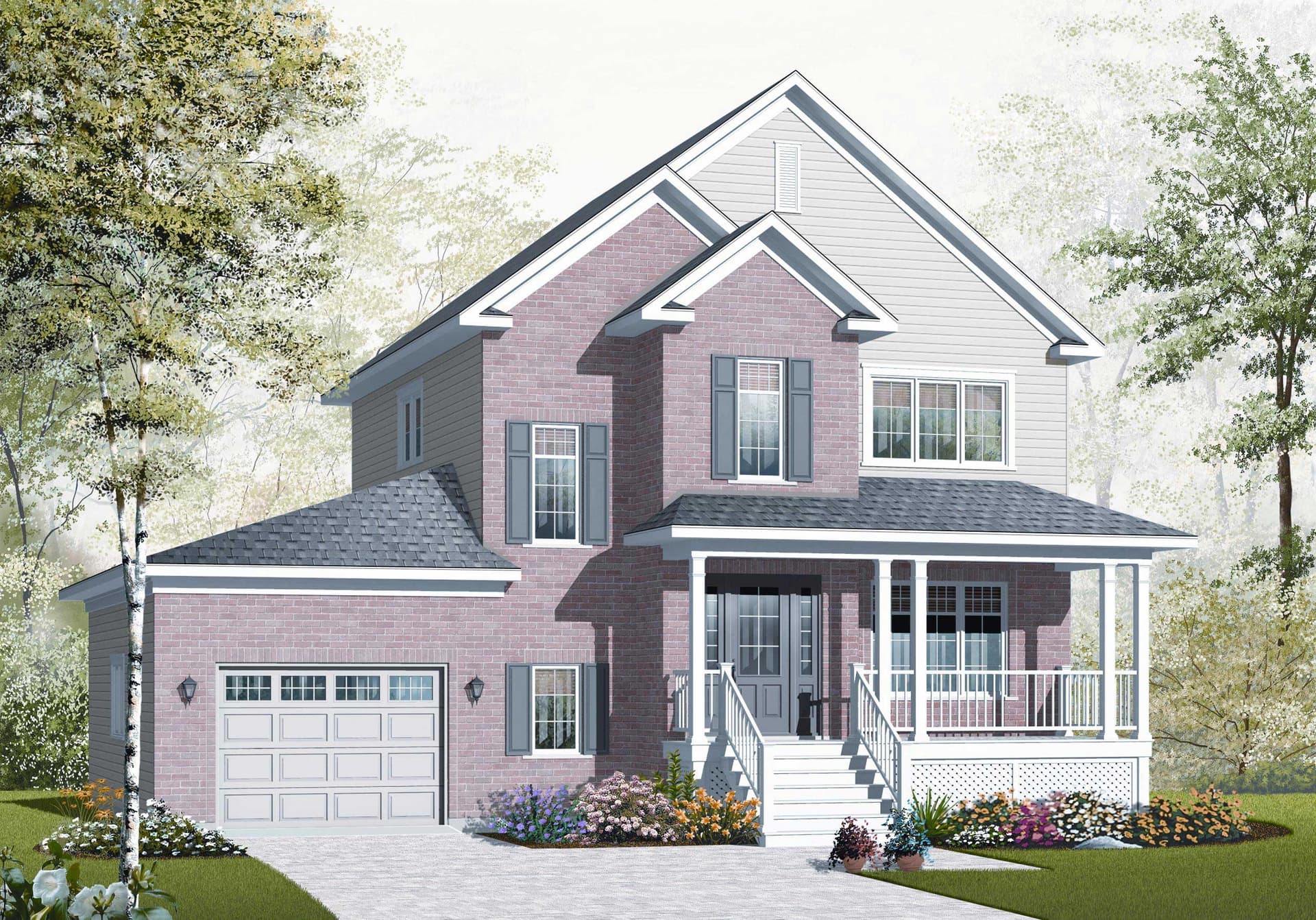 3-Bedroom, 1654 Sq Ft Country House Plan - 126-1124 - Front Exterior