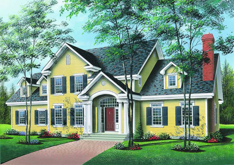 4-Bedroom, 3509 Sq Ft Country Home Plan - 126-1191 - Main Exterior