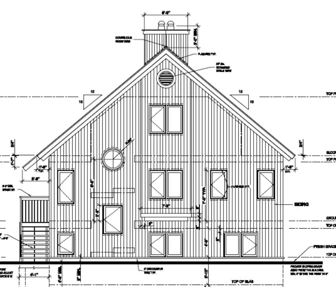 Home Plan Rear Elevation