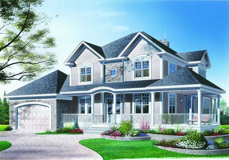 3-Bedroom, 2292 Sq Ft Country House Plan - 126-1309 - Front Exterior