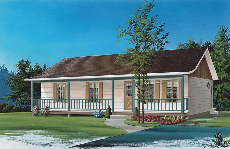1-Bedroom, 1092 Sq Ft Small House Plans - 126-1667 - Main Exterior