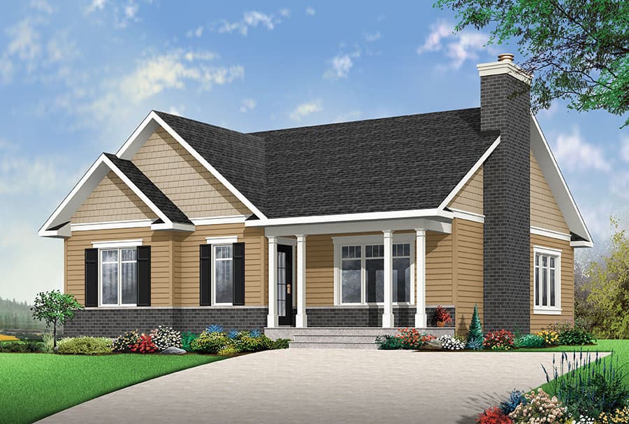 2-Bedroom, 1211 Sq Ft Country Home Plan - 126-1867 - Main Exterior