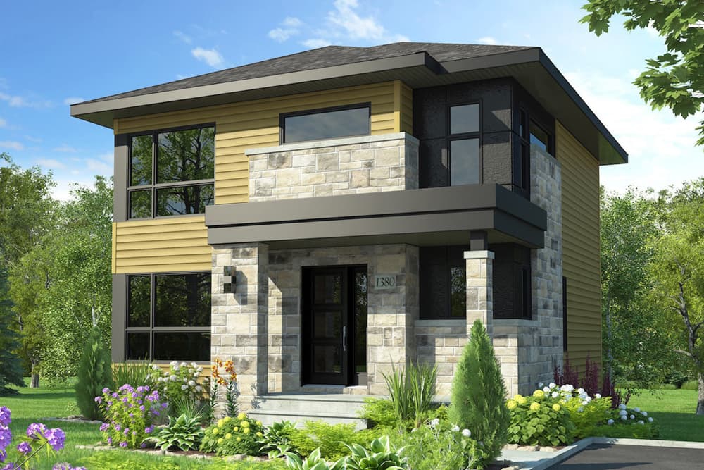 3-Bedroom, 1525 Sq Ft Contemporary House Plan - 126-1908 - Front Exterior