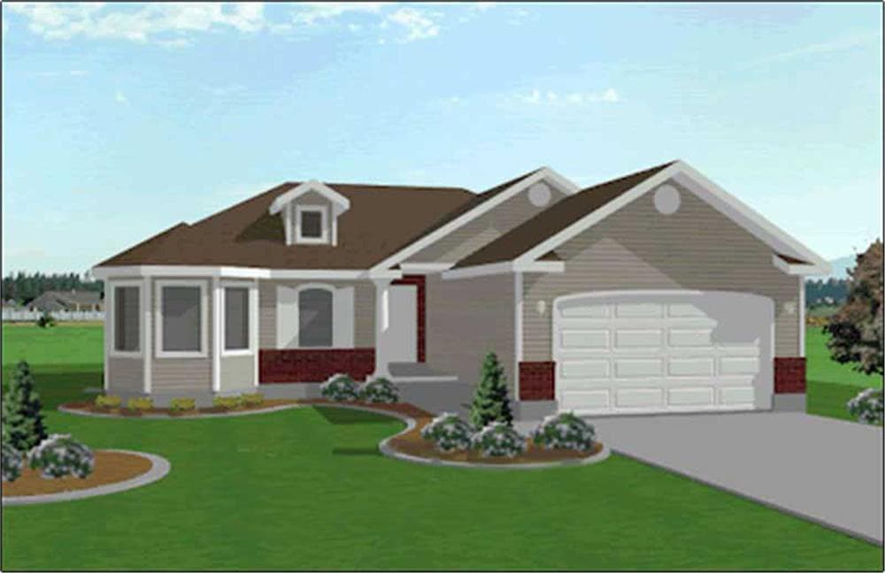3-Bedroom, 1325 Sq Ft Contemporary Home Plan - 129-1011 - Main Exterior