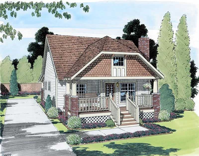 2-Bedroom, 964 Sq Ft Bungalow Home Plan - 131-1012 - Main Exterior