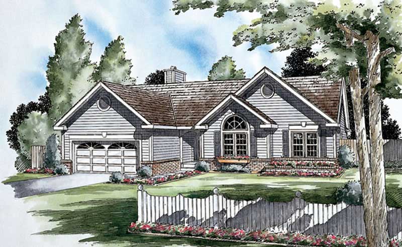 3-Bedroom, 1636 Sq Ft Ranch Home Plan - 131-1022 - Main Exterior