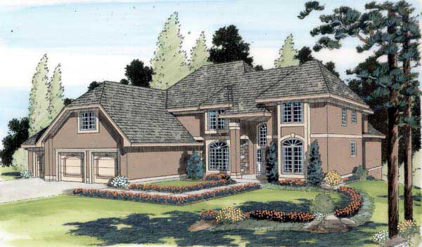 3-Bedroom, 3659 Sq Ft European Home Plan - 131-1170 - Main Exterior