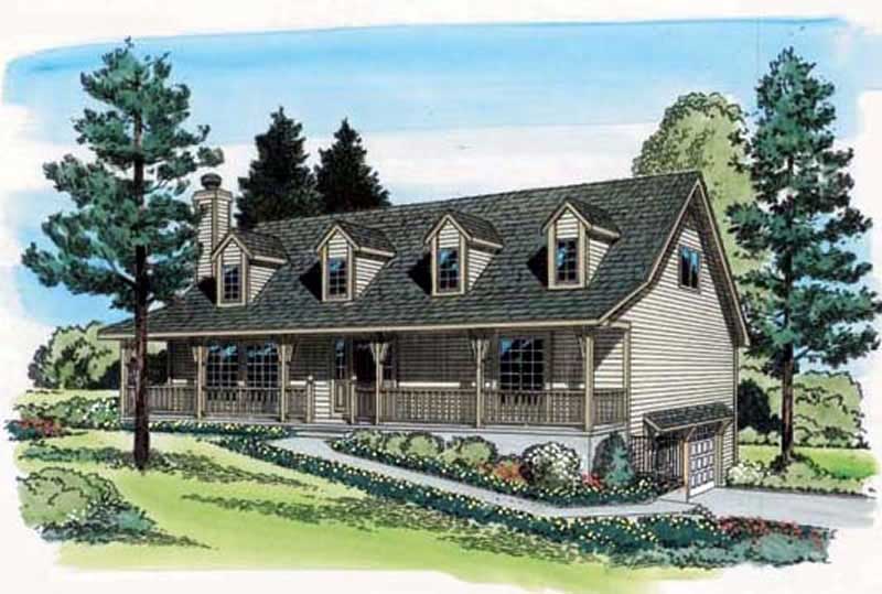 4-Bedroom, 2381 Sq Ft Cape Cod Home Plan - 131-1213 - Main Exterior