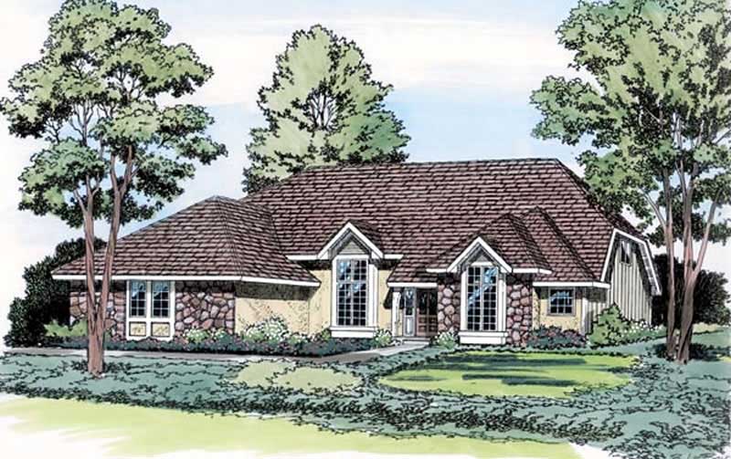 4-Bedroom, 3131 Sq Ft European House Plan - 131-1214 - Front Exterior