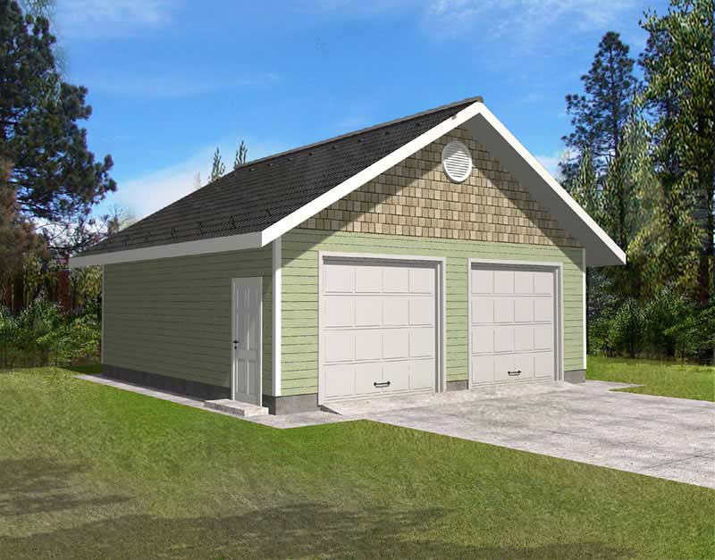 2-Car, 676 Sq Ft Garage Plan - 132-1201 - Main Exterior
