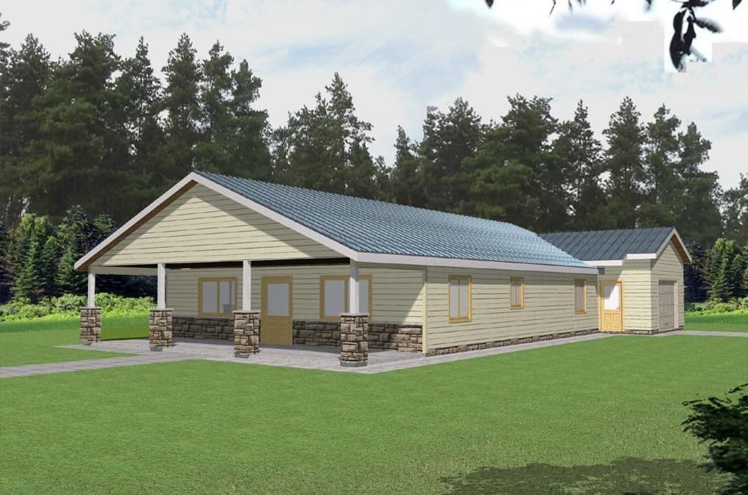 2-Bedroom, 1584 Sq Ft Home Plan - 132-1205 - Main Exterior