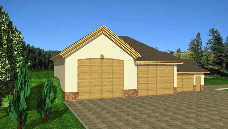 1-Bedroom, 2600 Sq Ft Garage House Plan - 132-1284 - Front Exterior