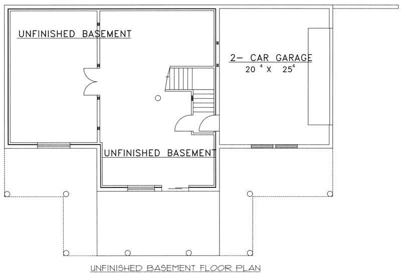 Floor Plan Basement of Cape Cod Plan #132-1294