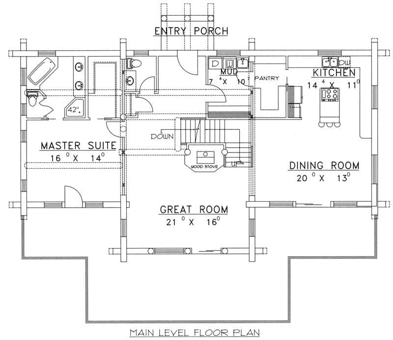 Floor Plan First Story of Cape Cod Plan #132-1294