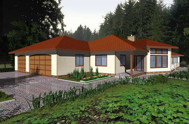 3-Bedroom, 2075 Sq Ft Ranch Home Plan - 132-1374 - Main Exterior