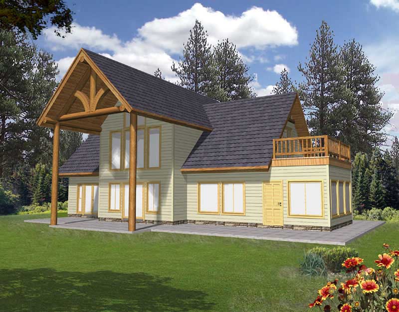 3-Bedroom, 1713 Sq Ft Rustic Home Plan - 132-1380 - Main Exterior