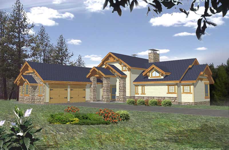 3-Bedroom, 3650 Sq Ft Craftsman Home Plan - 132-1385 - Main Exterior