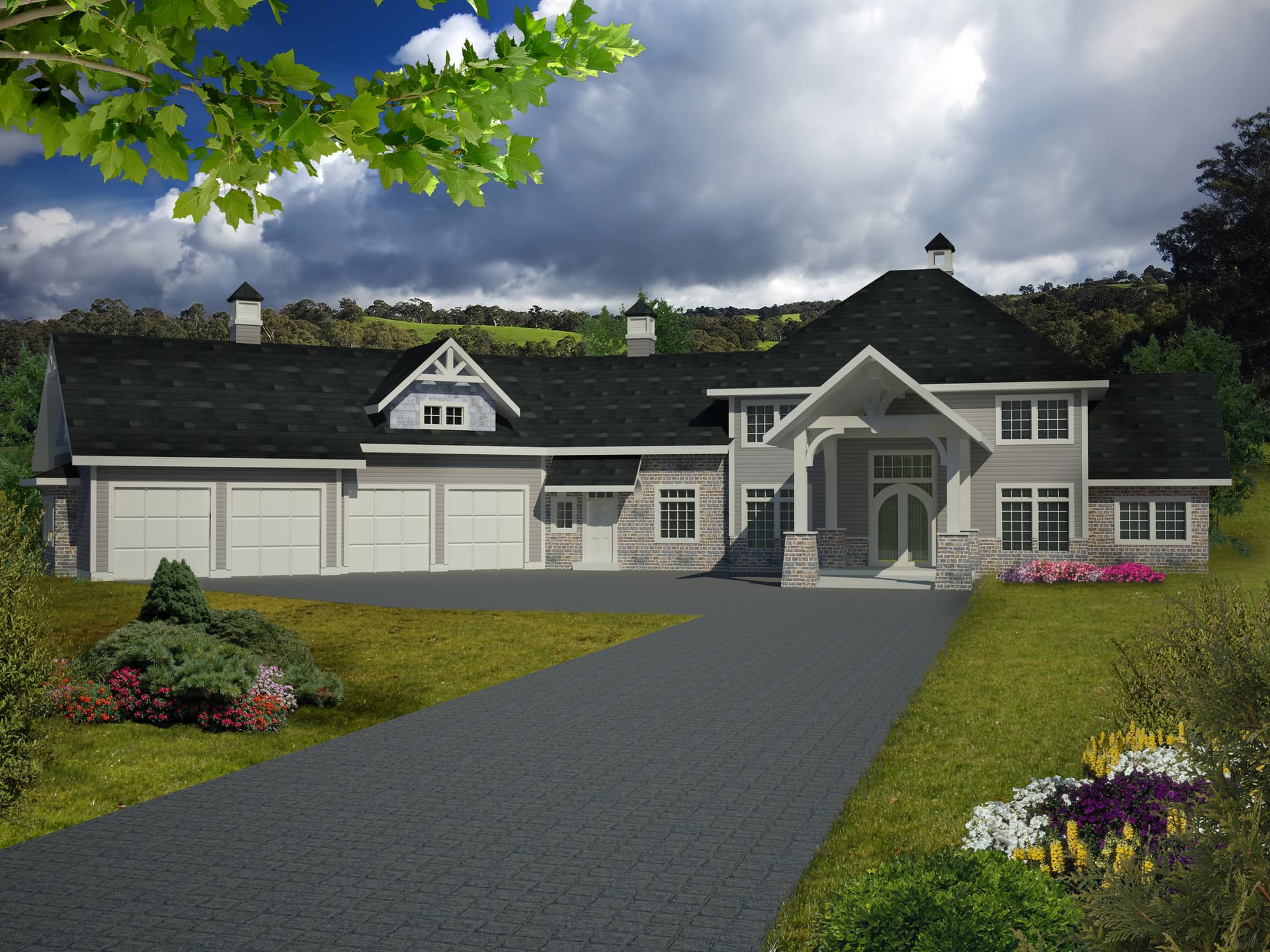 5-Bedroom, 4201 Sq Ft Traditional House Plan - 132-1537 - Front Exterior