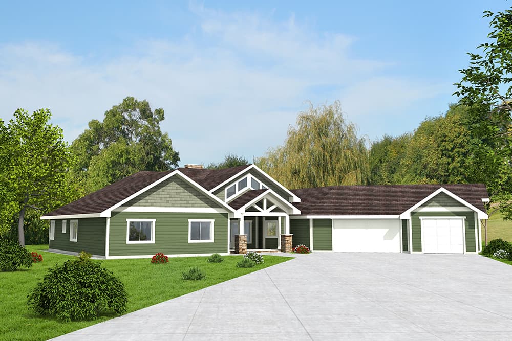 3-Bedroom, 2983 Sq Ft Craftsman Home Plan - 132-1586 - Main Exterior