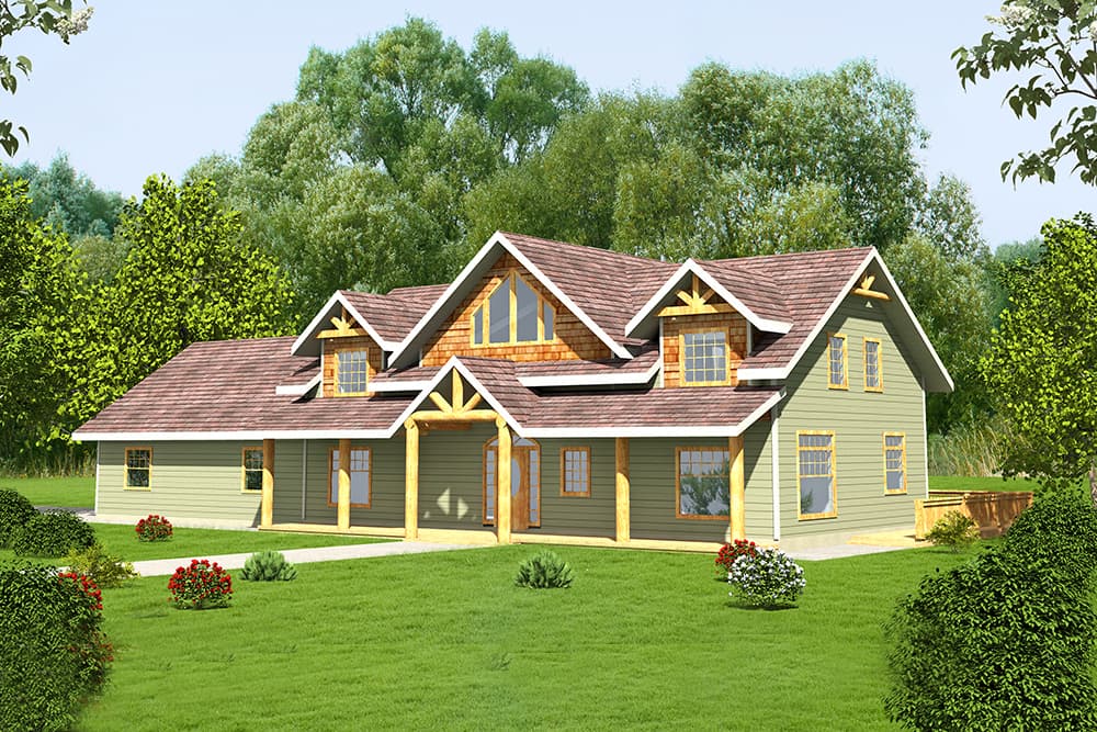 4-Bedroom, 2979 Sq Ft Craftsman Home Plan - 132-1612 - Main Exterior
