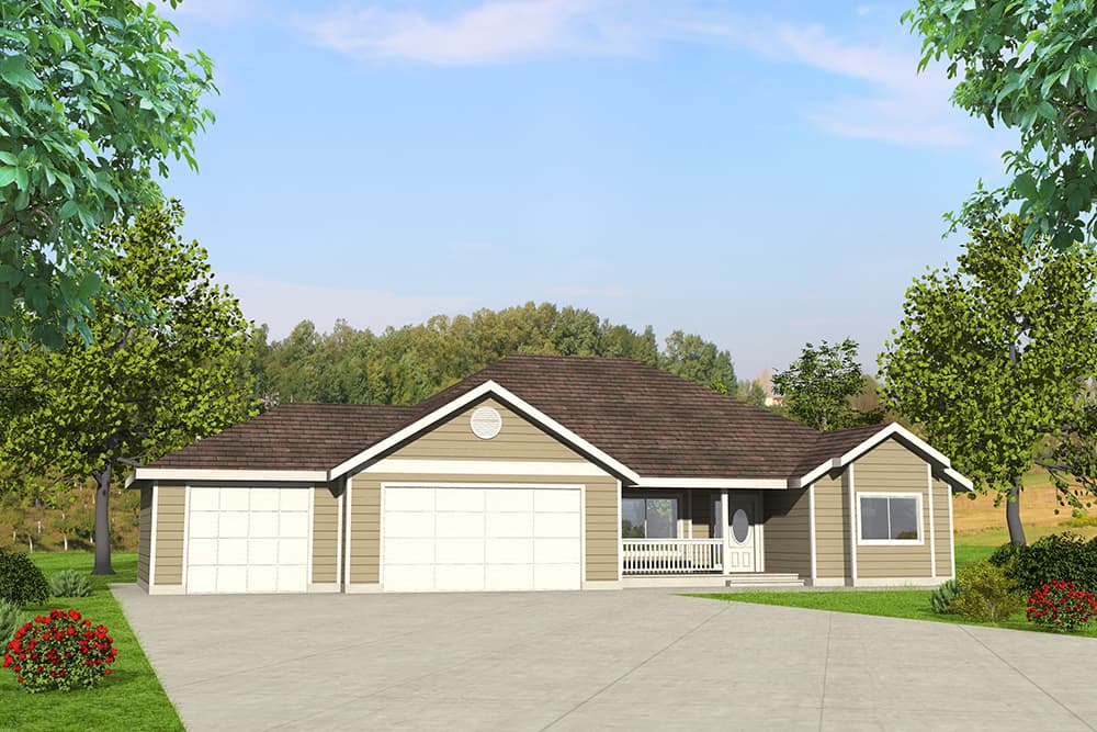 3-Bedroom, 1804 Sq Ft Ranch House Plan - 132-1619 - Front Exterior