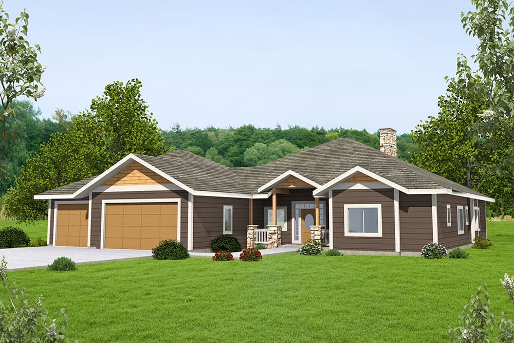 3-Bedroom, 2242 Sq Ft Traditional Home Plan - 132-1704 - Main Exterior