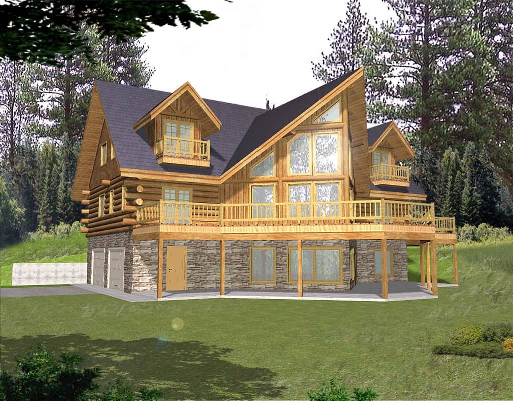 Front elevation of Cabin home (ThePlanCollection: House Plan #132-1720)