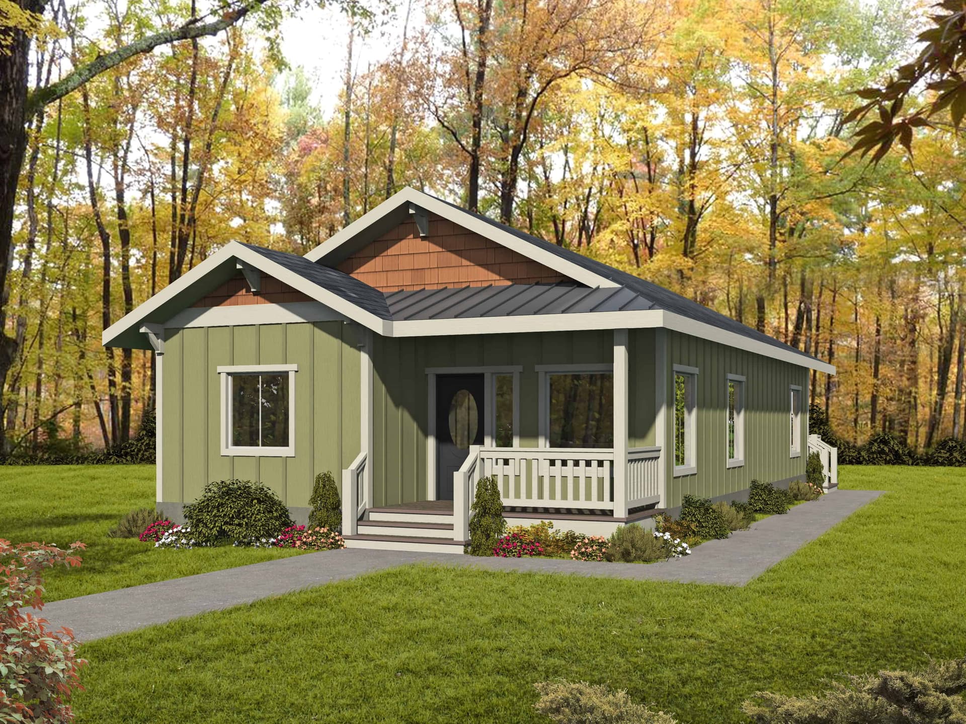 Front elevation of Craftsman home (ThePlanCollection: House Plan #132-1727)