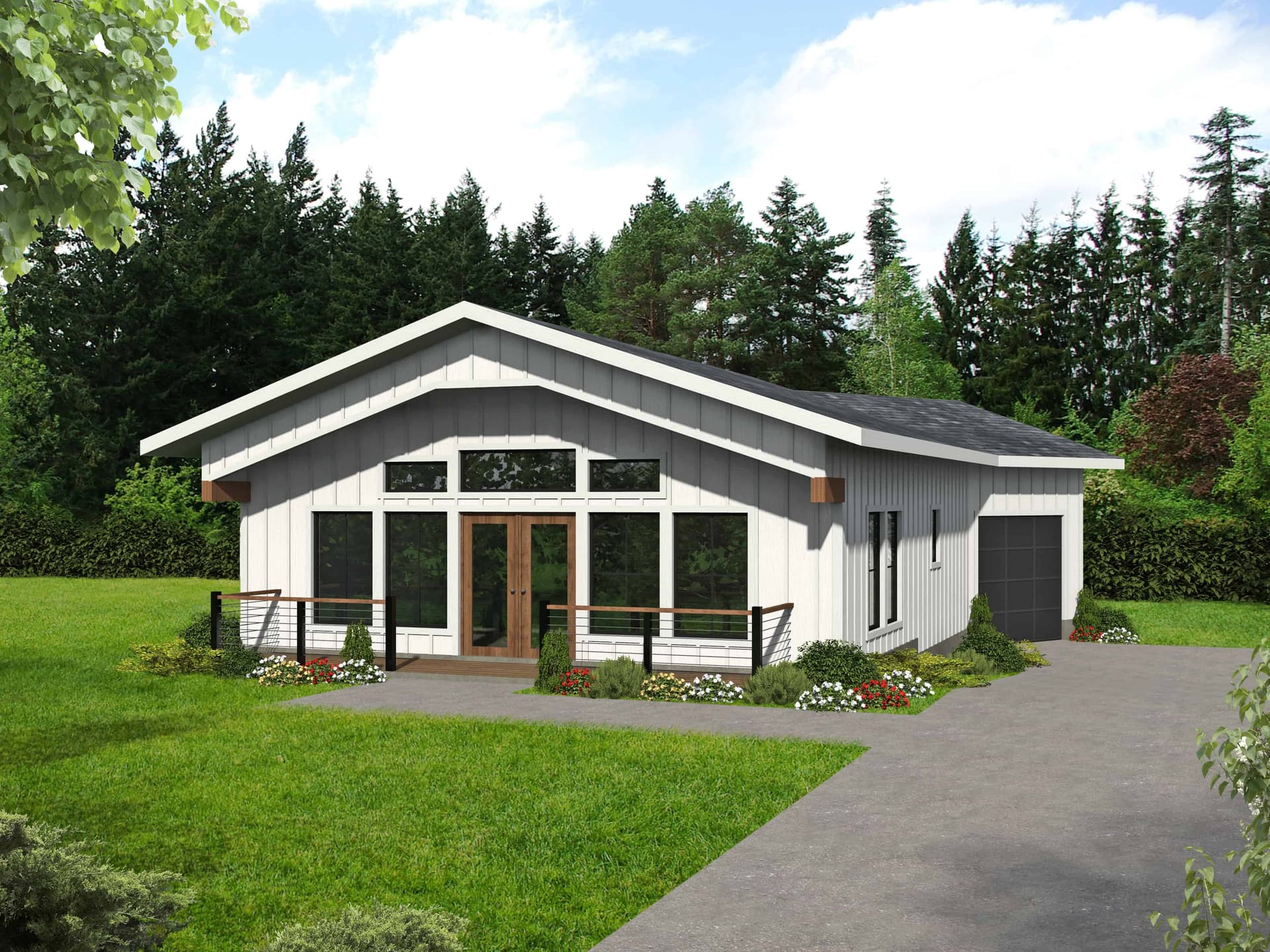 Front elevation of Modern Farmhouse home (ThePlanCollection: House Plan #132-1728)