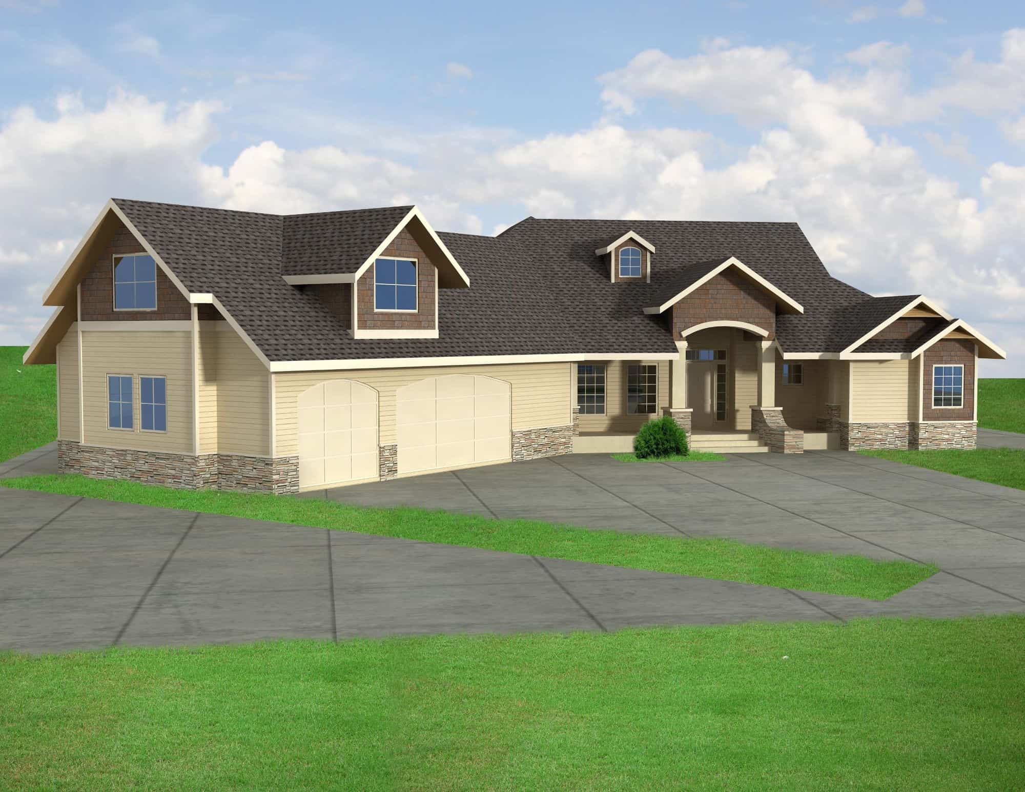 Front elevation of Ranch home (ThePlanCollection: House Plan #132-1749)