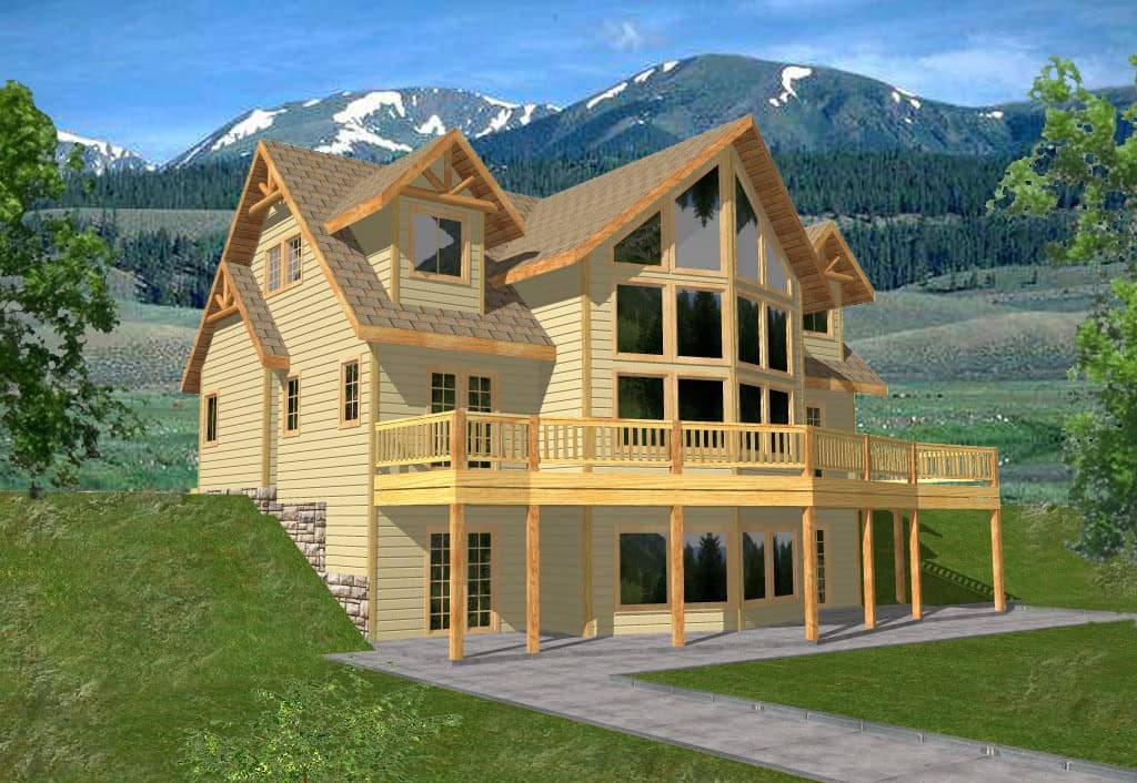 Front elevation of Rustic home (ThePlanCollection: House Plan #132-1770)