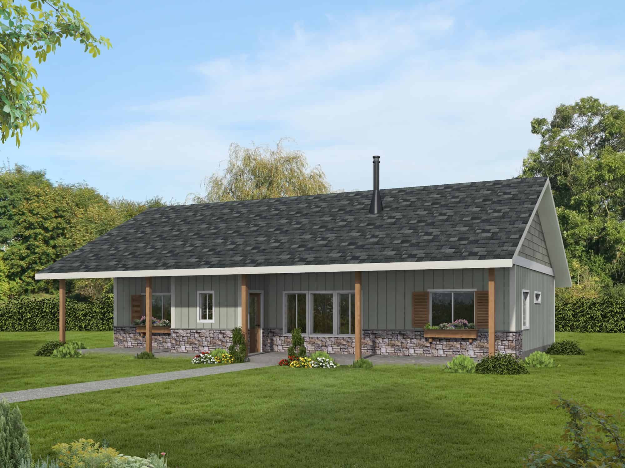 Front elevation of Ranch home (ThePlanCollection: House Plan #132-1773)