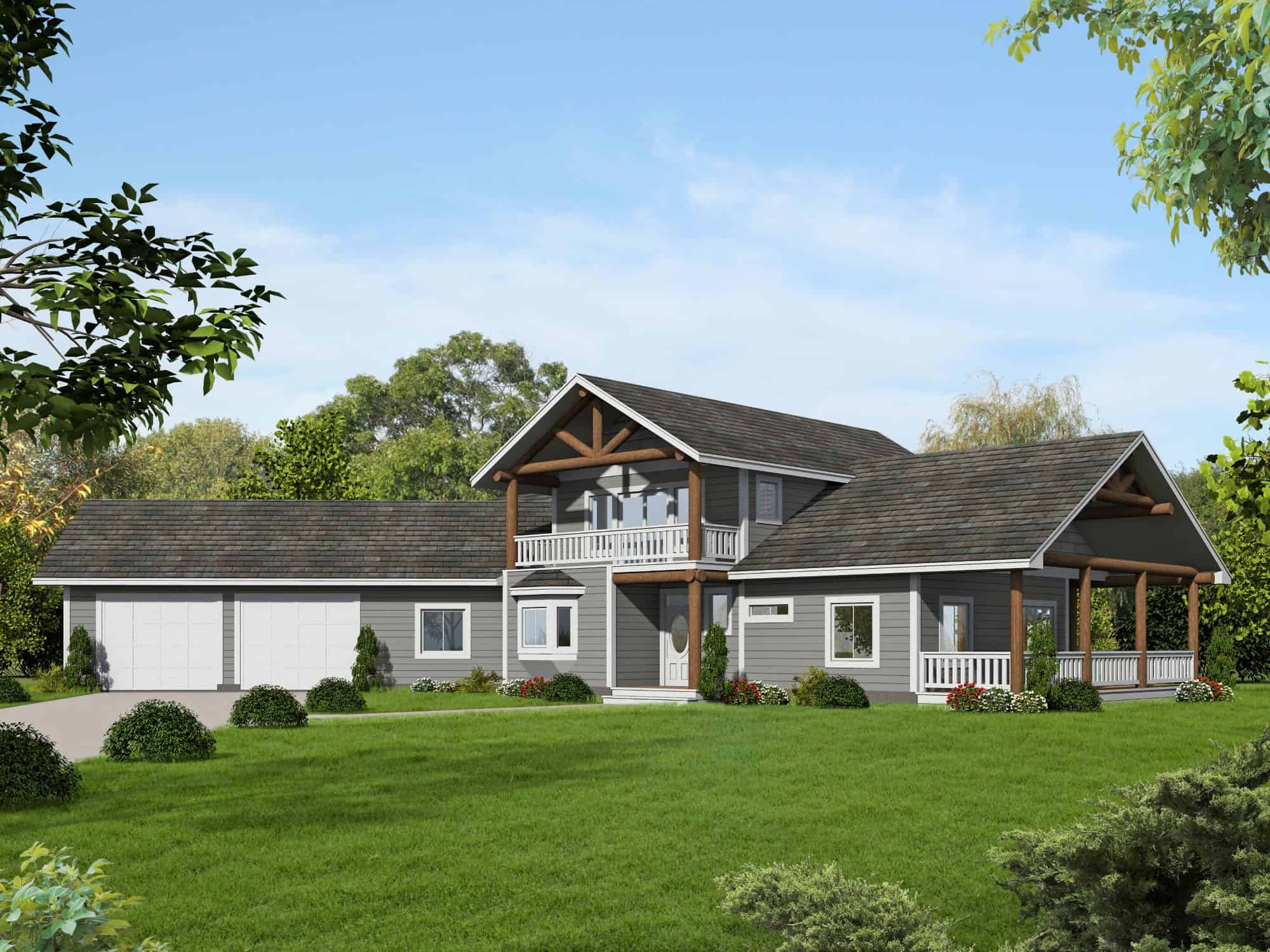 Front elevation of Craftsman home (ThePlanCollection: House Plan #132-1777)