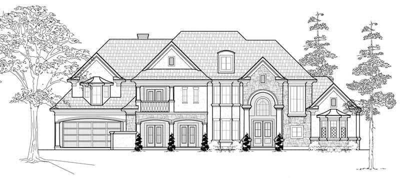 5-Bedroom, 5348 Sq Ft European Home Plan - 134-1063 - Main Exterior