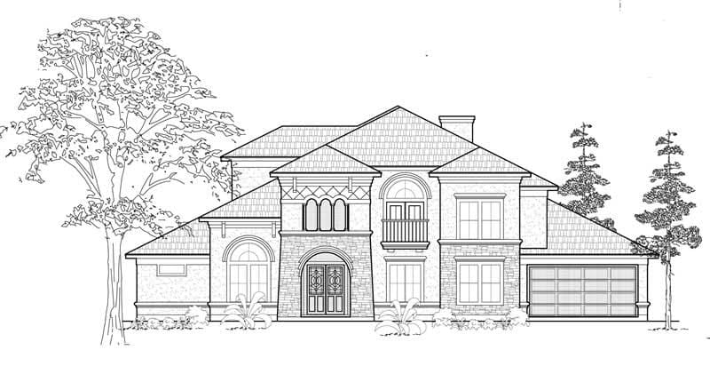 5-Bedroom, 4978 Sq Ft Mediterranean House Plan - 134-1067 - Front Exterior