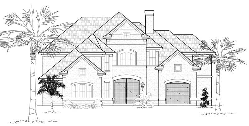 4-Bedroom, 4559 Sq Ft Luxury Home Plan - 134-1068 - Main Exterior