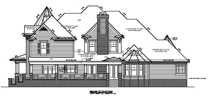 Home Plan Rear Elevation of this 3-Bedroom,4756 Sq Ft Plan -134-1071