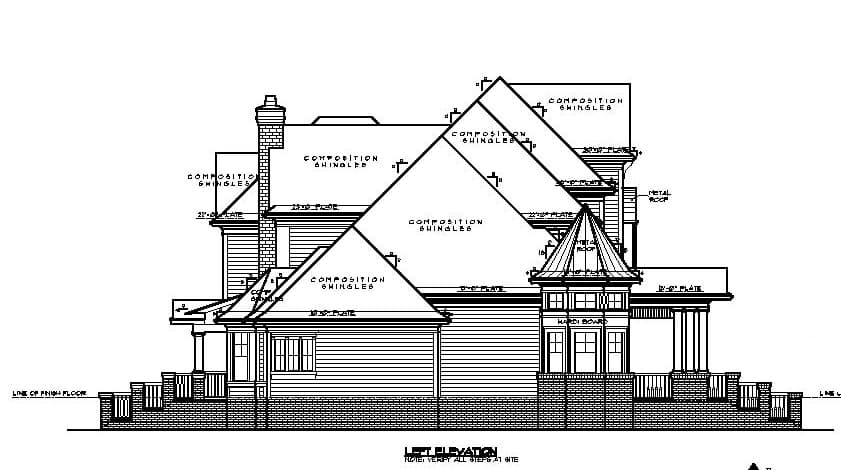 Home Plan Left Elevation of this 3-Bedroom,4756 Sq Ft Plan -134-1071